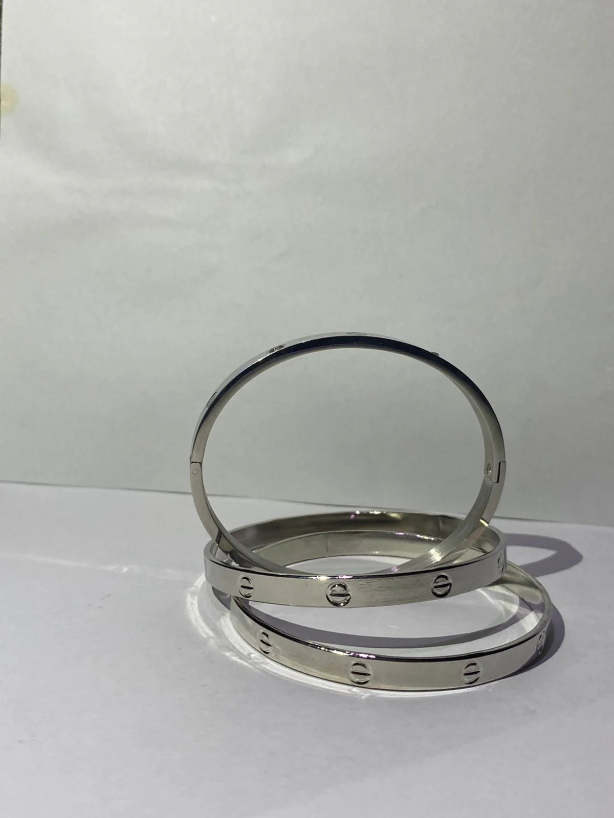 Cartier-Style Stainless Steel Bracelet & Bangle Combo