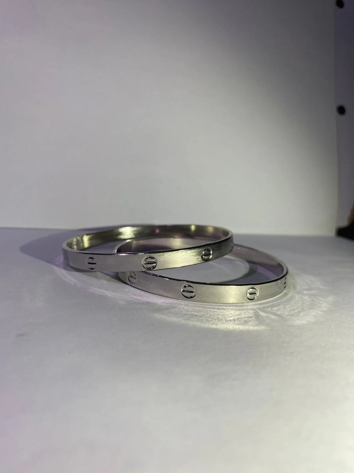 Cartier-Style Stainless Steel Bracelet & Bangle Combo